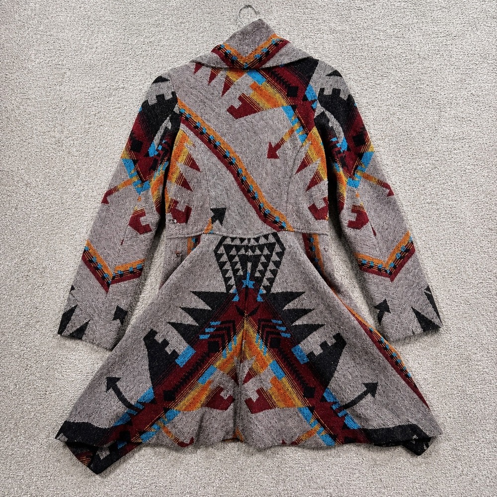 American Rag Cie Draped Coat Southwestern Wool Blend XS Gray Aztec Western - Picture 3 of 8